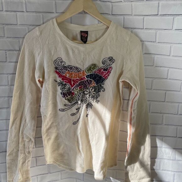 Lucky Brand Peace Love Retro Waffle Knit T… - Picture 2 of 4